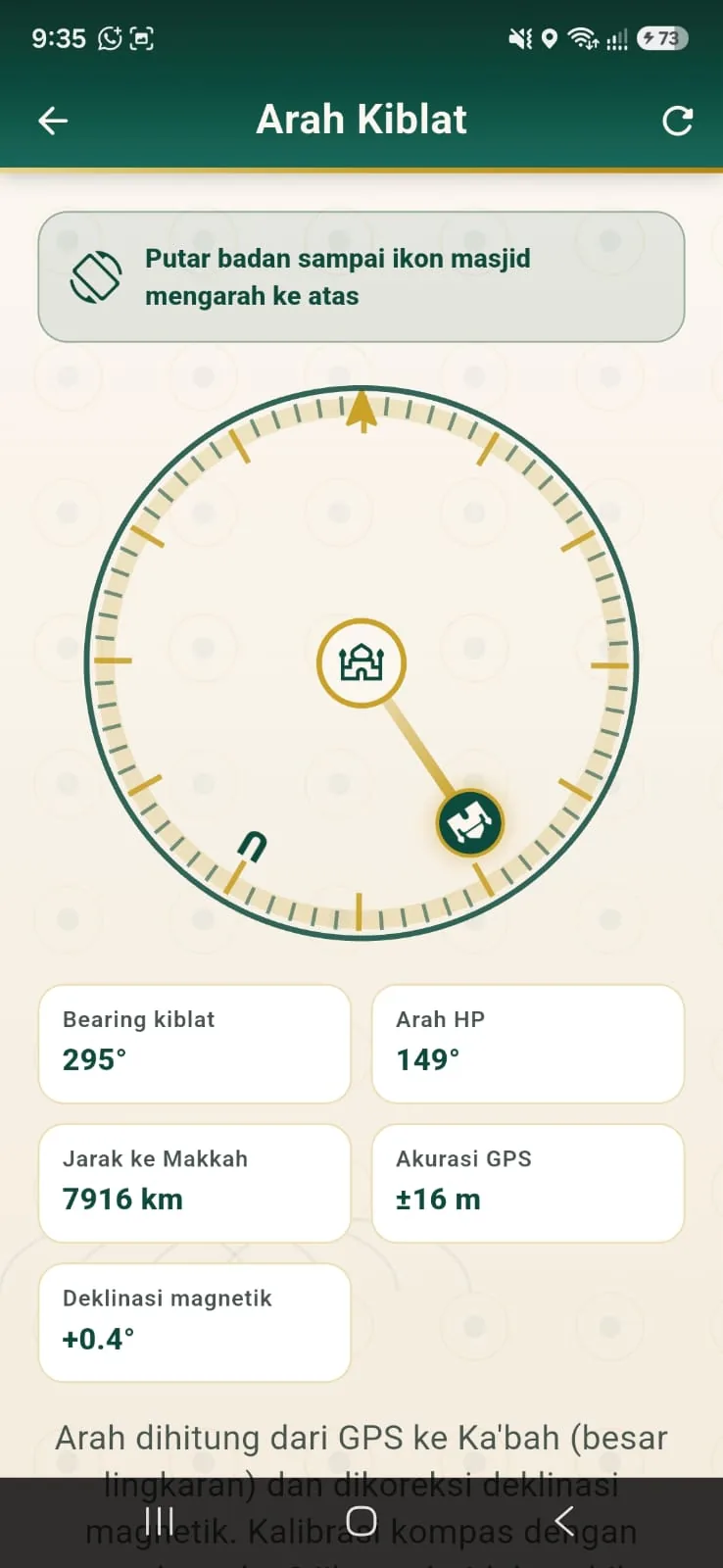 Tentukan arah kiblat